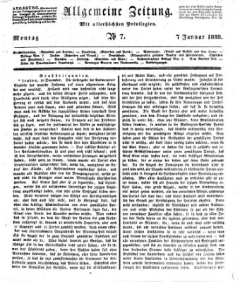 Allgemeine Zeitung Montag 7. Januar 1833