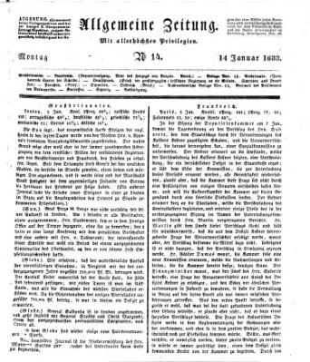 Allgemeine Zeitung Montag 14. Januar 1833