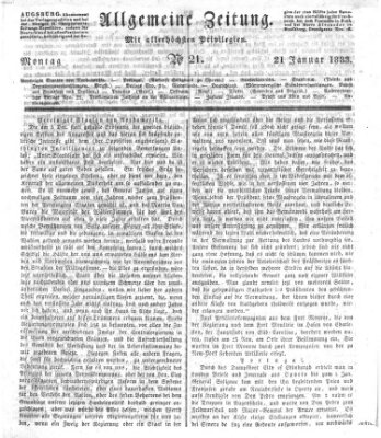 Allgemeine Zeitung Montag 21. Januar 1833