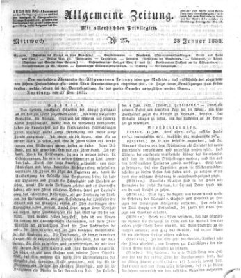 Allgemeine Zeitung Mittwoch 23. Januar 1833