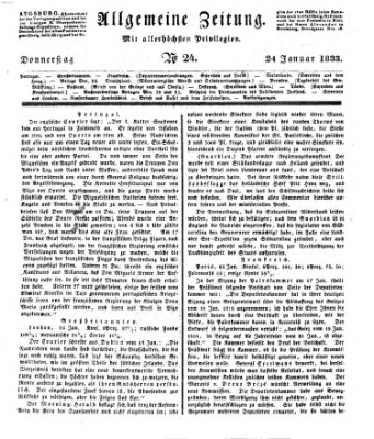 Allgemeine Zeitung Donnerstag 24. Januar 1833