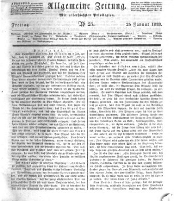 Allgemeine Zeitung Freitag 25. Januar 1833