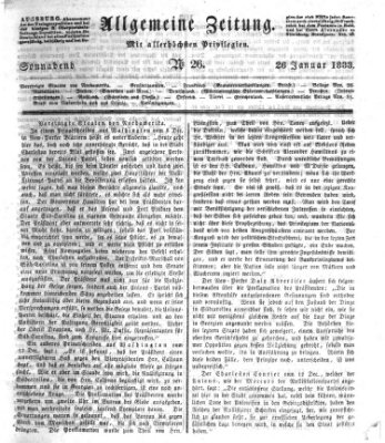 Allgemeine Zeitung Samstag 26. Januar 1833