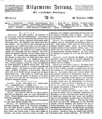 Allgemeine Zeitung Montag 28. Januar 1833