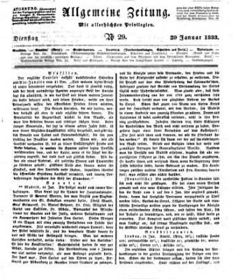 Allgemeine Zeitung Dienstag 29. Januar 1833