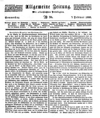 Allgemeine Zeitung Donnerstag 7. Februar 1833