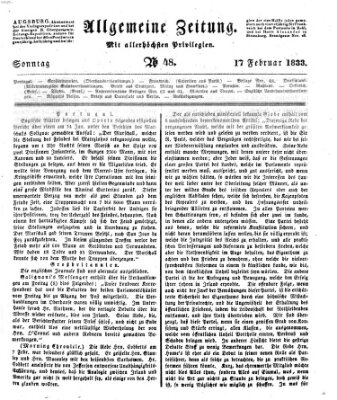 Allgemeine Zeitung Sonntag 17. Februar 1833