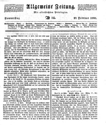 Allgemeine Zeitung Donnerstag 21. Februar 1833