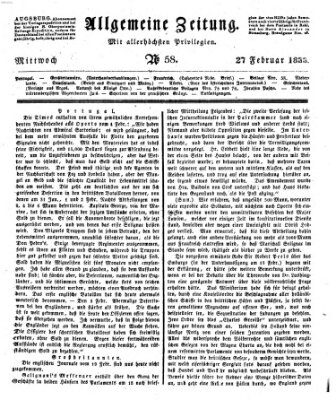 Allgemeine Zeitung Mittwoch 27. Februar 1833