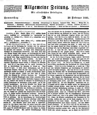 Allgemeine Zeitung Donnerstag 28. Februar 1833