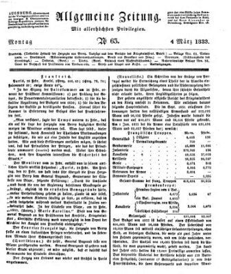 Allgemeine Zeitung Montag 4. März 1833