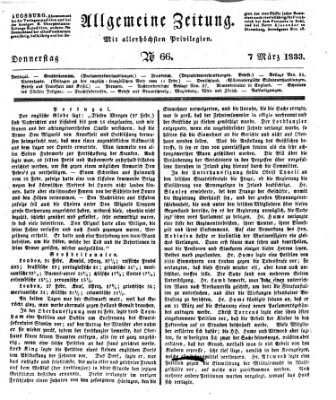 Allgemeine Zeitung Donnerstag 7. März 1833