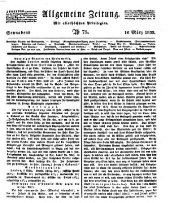 Allgemeine Zeitung Samstag 16. März 1833