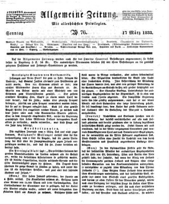 Allgemeine Zeitung Sonntag 17. März 1833