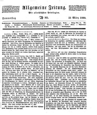 Allgemeine Zeitung Donnerstag 21. März 1833