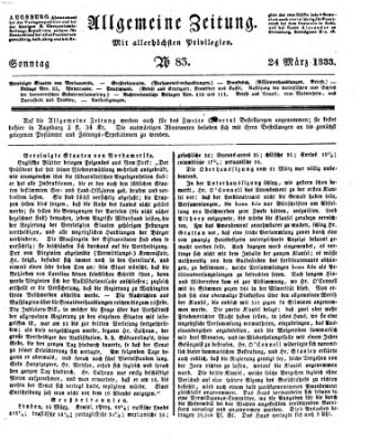 Allgemeine Zeitung Sonntag 24. März 1833