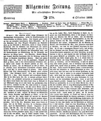 Allgemeine Zeitung Sonntag 6. Oktober 1833