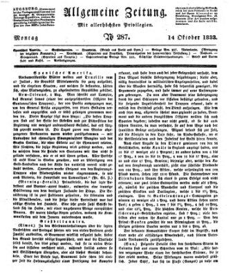 Allgemeine Zeitung Montag 14. Oktober 1833