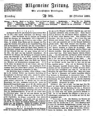 Allgemeine Zeitung Dienstag 29. Oktober 1833