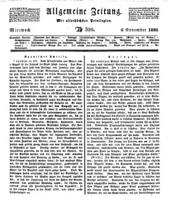 Allgemeine Zeitung Mittwoch 6. November 1833