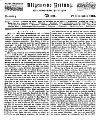 Allgemeine Zeitung Sonntag 17. November 1833