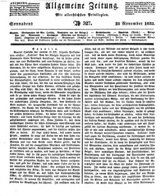 Allgemeine Zeitung Samstag 23. November 1833