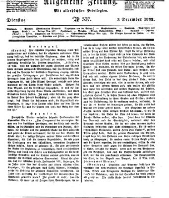 Allgemeine Zeitung Dienstag 3. Dezember 1833