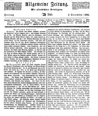 Allgemeine Zeitung Freitag 6. Dezember 1833