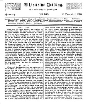 Allgemeine Zeitung Sonntag 15. Dezember 1833