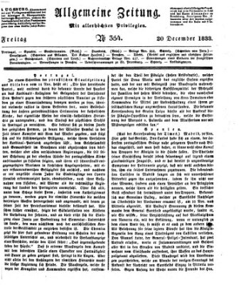 Allgemeine Zeitung Freitag 20. Dezember 1833