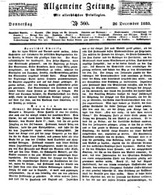 Allgemeine Zeitung Donnerstag 26. Dezember 1833