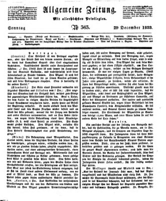 Allgemeine Zeitung Sonntag 29. Dezember 1833