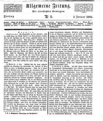 Allgemeine Zeitung Freitag 2. Januar 1835