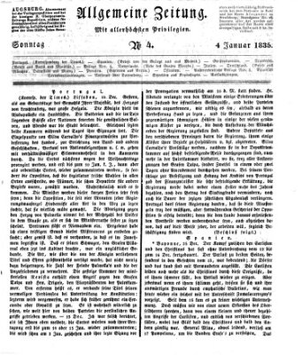 Allgemeine Zeitung Sonntag 4. Januar 1835