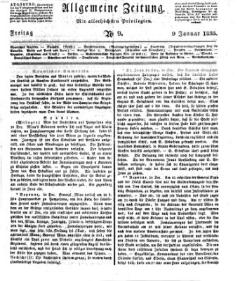 Allgemeine Zeitung Freitag 9. Januar 1835