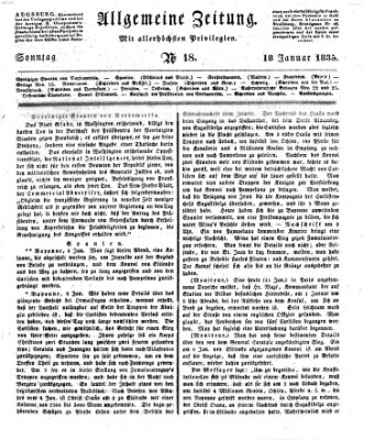 Allgemeine Zeitung Sonntag 18. Januar 1835