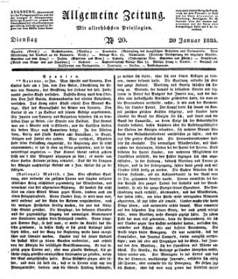 Allgemeine Zeitung Dienstag 20. Januar 1835