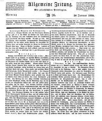 Allgemeine Zeitung Montag 26. Januar 1835