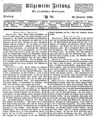 Allgemeine Zeitung Freitag 30. Januar 1835