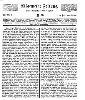 Allgemeine Zeitung Montag 9. Februar 1835