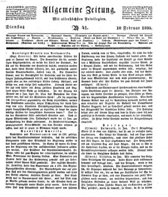 Allgemeine Zeitung Dienstag 10. Februar 1835