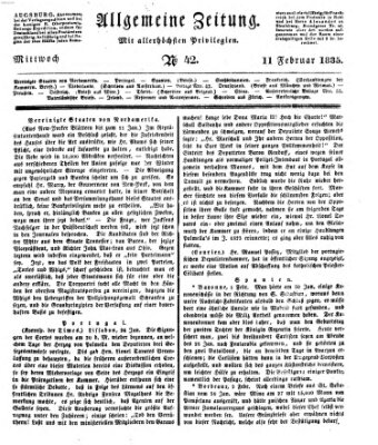 Allgemeine Zeitung Mittwoch 11. Februar 1835