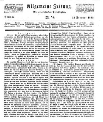 Allgemeine Zeitung Freitag 13. Februar 1835