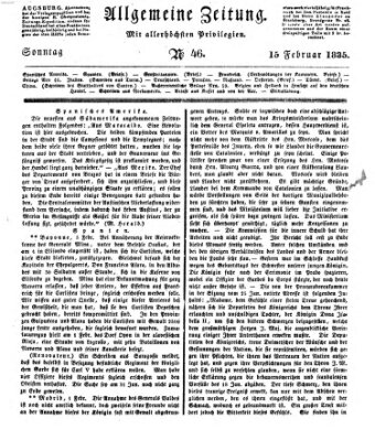 Allgemeine Zeitung Sonntag 15. Februar 1835