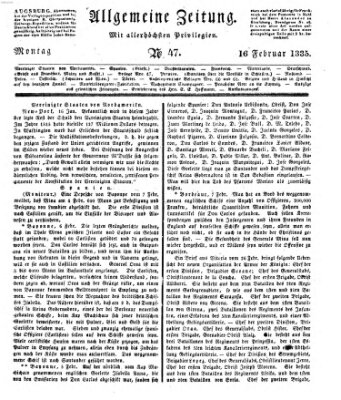 Allgemeine Zeitung Montag 16. Februar 1835