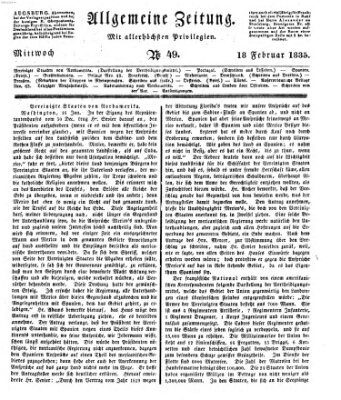 Allgemeine Zeitung Mittwoch 18. Februar 1835