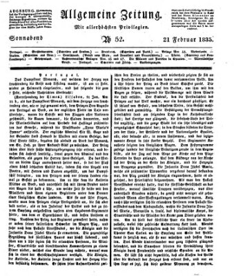 Allgemeine Zeitung Samstag 21. Februar 1835