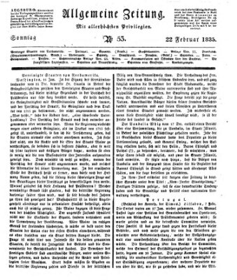 Allgemeine Zeitung Sonntag 22. Februar 1835