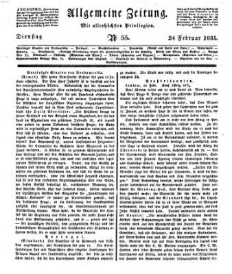 Allgemeine Zeitung Dienstag 24. Februar 1835