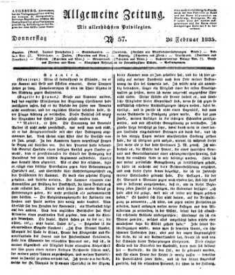 Allgemeine Zeitung Donnerstag 26. Februar 1835